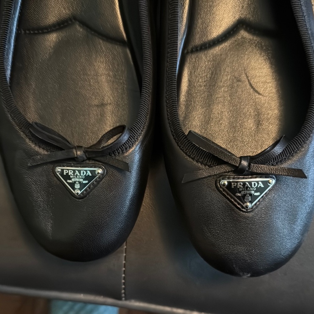 Prada Women's Black Leather Flats - Picture 2 of 10